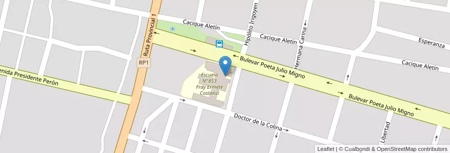 Mapa de ubicacion de Jardin Nro 134 Dionisio Obelar en Arjantin, Santa Fe, Departamento San Javier, Municipio De San Javier.