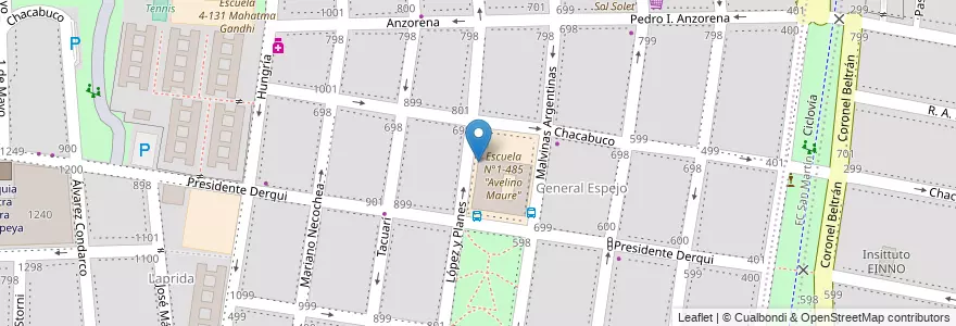 Mapa de ubicacion de Jardín Nucleado N°0-153 en Argentinië, Chili, Mendoza, Godoy Cruz, Departamento Godoy Cruz, Distrito Ciudad De Godoy Cruz.