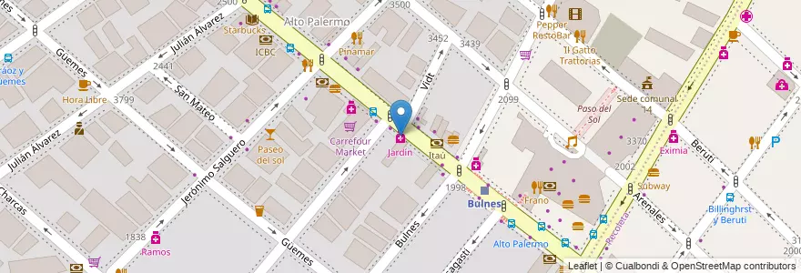 Mapa de ubicacion de Jardín, Palermo en 아르헨티나, Ciudad Autónoma De Buenos Aires, 부에노스아이레스, Comuna 14.