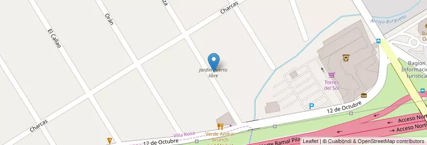 Mapa de ubicacion de Jardin Puerto libre en Argentina, Provincia Di Buenos Aires, Partido Del Pilar, Villa Rosa.