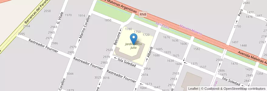 Mapa de ubicacion de Jardín Santa Julia en Arjantin, Buenos Aires, Partido De Pergamino.