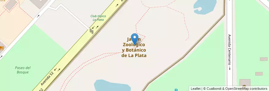 Mapa de ubicacion de Jardín Zoológico y Botánico de La Plata, Casco Urbano en アルゼンチン, ブエノスアイレス州, Partido De La Plata, La Plata.