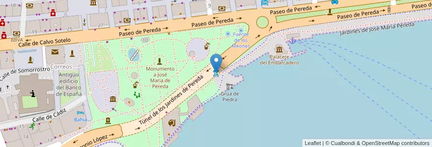 Mapa de ubicacion de Jardines de Pereda en اسپانیا, Cantabria, استان کانتابریا, Santander, Santander.