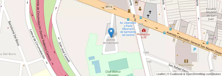 Mapa de ubicacion de Jardines del Libertador en 아르헨티나, San Juan, 칠레, Capital.