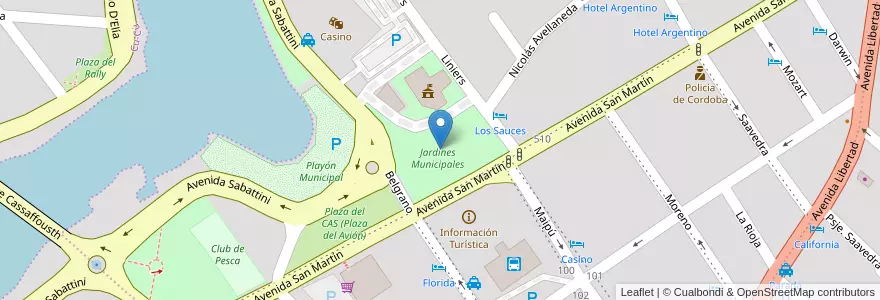 Mapa de ubicacion de Jardines Municipales en Argentina, Córdoba, Departamento Punilla, Pedanía San Roque, Municipio De Villa Carlos Paz, Villa Carlos Paz.