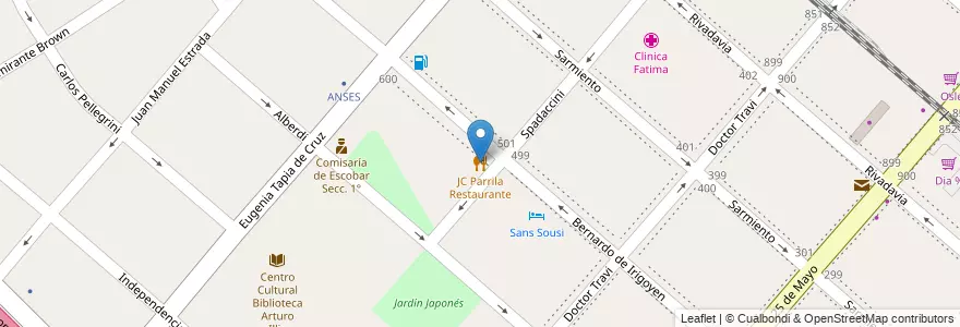 Mapa de ubicacion de JC Parrila Restaurante en Argentinië, Buenos Aires, Partido De Escobar, Belén De Escobar.