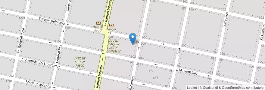 Mapa de ubicacion de J.DE INF. JOAQUIN VICTOR GONZALEZ en Argentina, Córdoba, Departamento Marcos Juárez, Pedanía Espinillos, Municipio De Leones, Leones.
