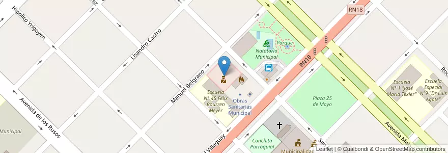 Mapa de ubicacion de Jefatura departamental de Policía en Argentina, Entre Ríos, Departamento San Salvador, Distrito Arroyo Grande, San Salvador.