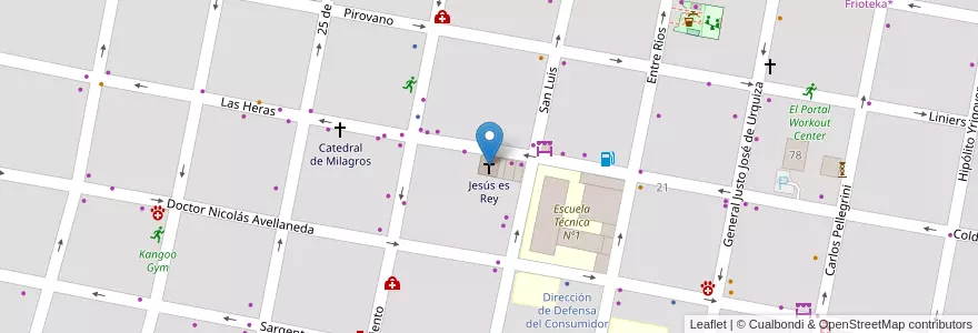 Mapa de ubicacion de Jesús es Rey en Argentinien, Provinz Entre Ríos, Departamento Concordia, Distrito Suburbios, Concordia, Concordia.