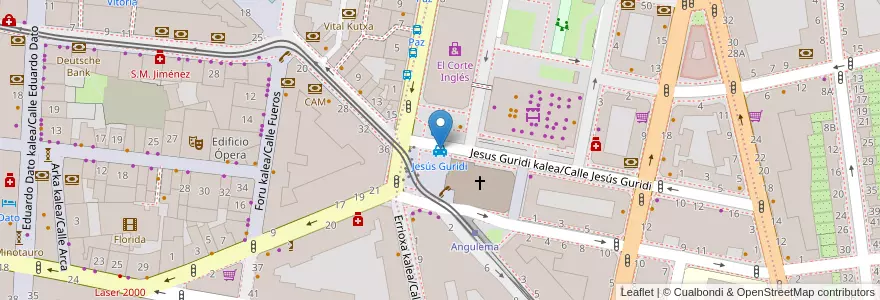 Mapa de ubicacion de Jesús Guridi en 西班牙, 巴斯克, Araba/Álava, Gasteizko Kuadrilla/Cuadrilla De Vitoria, Vitoria-Gasteiz.