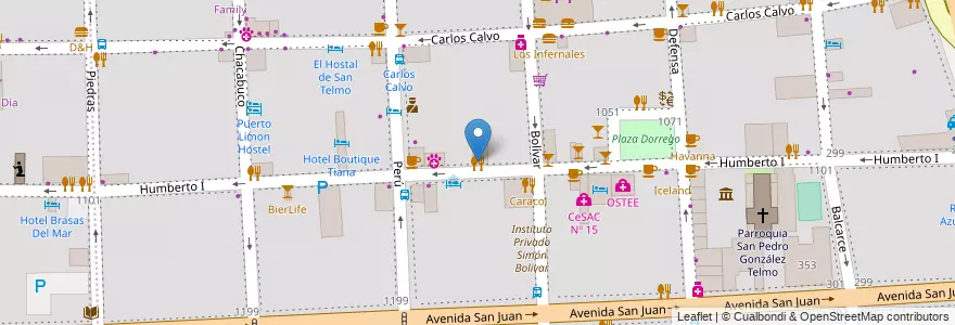 Mapa de ubicacion de Jhabibi, San Telmo en الأرجنتين, Ciudad Autónoma De Buenos Aires, Comuna 1, Buenos Aires.