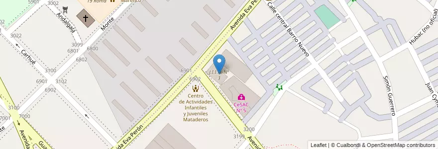 Mapa de ubicacion de J.I.I.N. Nº 3, Villa Lugano en 아르헨티나, Ciudad Autónoma De Buenos Aires, Comuna 9, 부에노스아이레스.