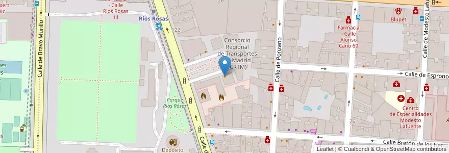 Mapa de ubicacion de Jimbo Smokehouse en Espagne, Communauté De Madrid, Communauté De Madrid, Área Metropolitana De Madrid Y Corredor Del Henares, Madrid.