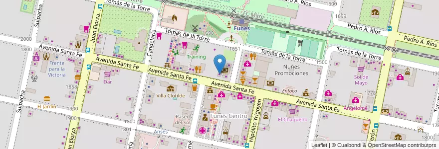 Mapa de ubicacion de Jimena Vidal en Аргентина, Санта-Фе, Departamento Rosario, Municipio De Funes, Funes.