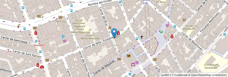 Mapa de ubicacion de Jimmy en Spanje, Catalonië, Barcelona, Barcelonès, Badalona, Santa Coloma De Gramenet.