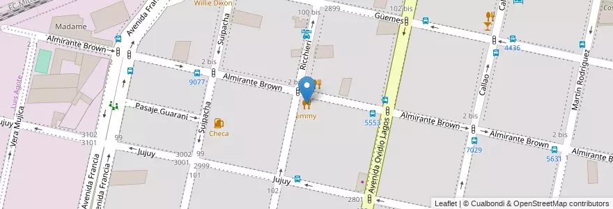Mapa de ubicacion de Jimmy en آرژانتین, سانتافه, Departamento Rosario, Municipio De Rosario, تسبیح.