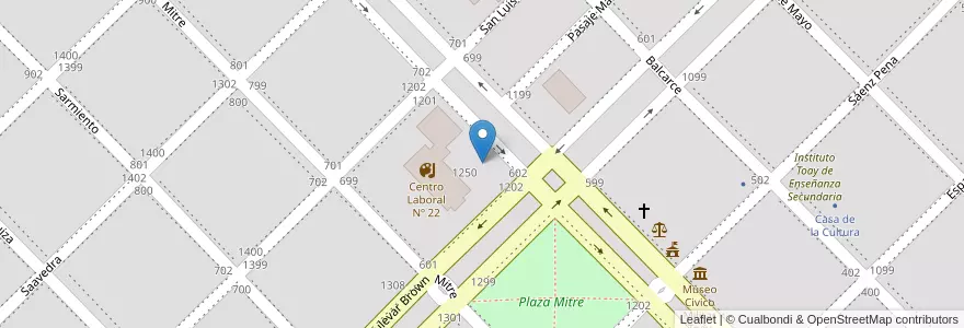 Mapa de ubicacion de J.I.N. Nº 17  en Escuela Nº 5 en アルゼンチン, ラ・パンパ州, Departamento Toay, Municipio De Toay, Toay.