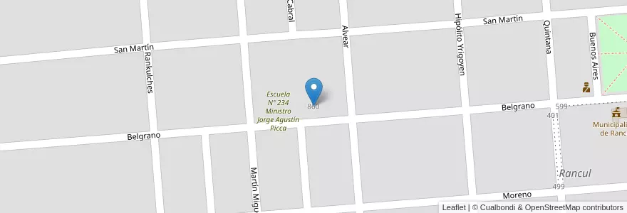 Mapa de ubicacion de J.I.N. Nº 19 en Escuela Nº 234 -Cabecera-¨Alberto Cortez¨ en آرژانتین, La Pampa, Departamento Rancul, Municipio De Rancul.