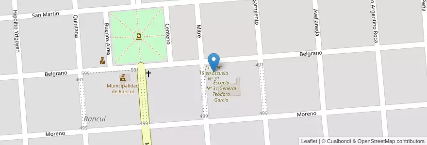 Mapa de ubicacion de J.I.N. Nº 19 en Escuela Nº 31 en الأرجنتين, La Pampa, Departamento Rancul, Municipio De Rancul.