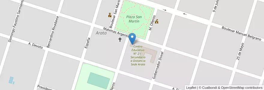 Mapa de ubicacion de J.I.N. Nº 20 en Esc.Nº 94 en Argentina, La Pampa, Departamento Trenel, Municipio De Arata.