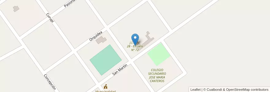 Mapa de ubicacion de J.I.N. Nº 28 - Escuela Nº 72 en 아르헨티나, Corrientes, Departamento Concepción, Municipio De Tatacuá.