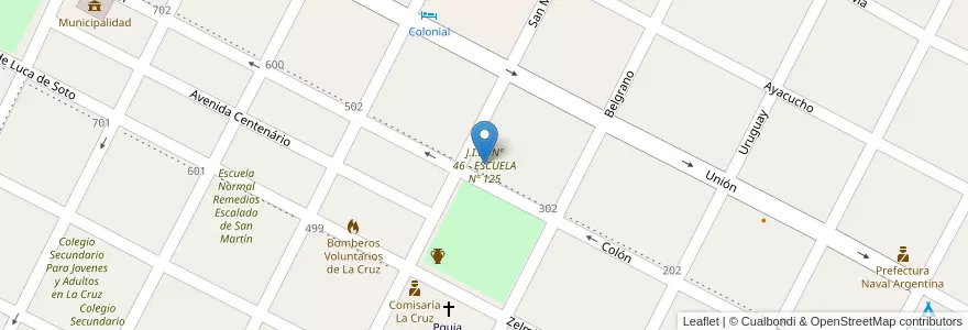 Mapa de ubicacion de J.I.N. Nº 46 - ESCUELA Nº 125 en Argentinië, Corrientes, Departamento San Martín, Municipio De La Cruz.