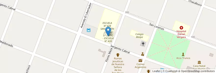 Mapa de ubicacion de J.I.N. Nº 57 (SEDE) - ESCUELA Nº 428 en 阿根廷, Corrientes, Departamento San Martín, Municipio De Yapeyú.