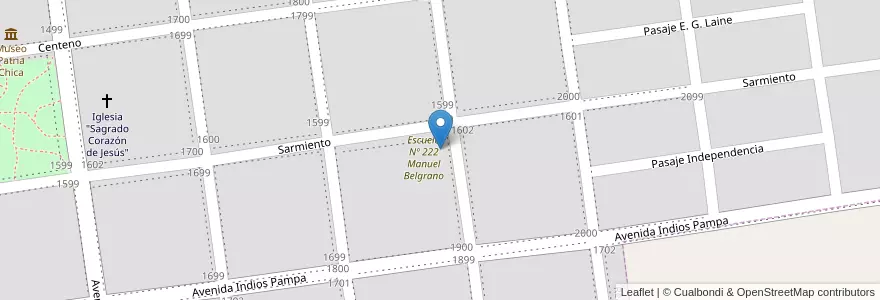 Mapa de ubicacion de J.I.N. Nº 9 en Escuela Nº 222 en Arjantin, La Pampa, Departamento Realicó, Municipio De Realicó, Realicó.