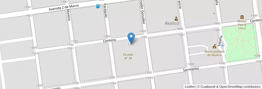 Mapa de ubicacion de J.I.N. Nº 9 en Escuela Nº 34- Cabecera - ¨Mafalda María Pepa de Garnero ¨ en Arjantin, La Pampa, Departamento Realicó, Municipio De Realicó, Realicó.