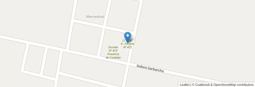 Mapa de ubicacion de J.I.N. Nº 9 - Escuela Nº 472 en アルゼンチン, コリエンテス州, Departamento Mercedes, Municipio De Mercedes.