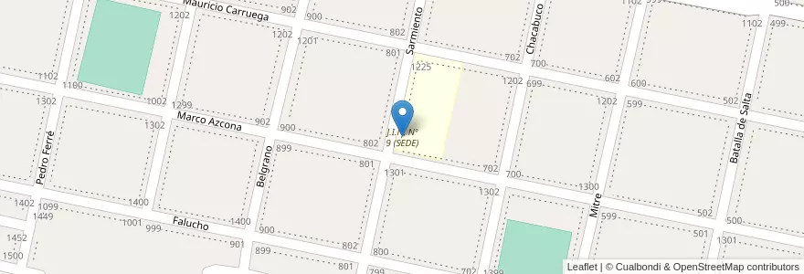 Mapa de ubicacion de J.I.N. Nº 9 (SEDE) en Argentinien, Corrientes, Departamento Mercedes, Municipio De Mercedes.