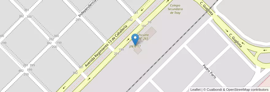 Mapa de ubicacion de JIN Nº17 en 阿根廷, La Pampa, Departamento Toay, Municipio De Toay, Toay.