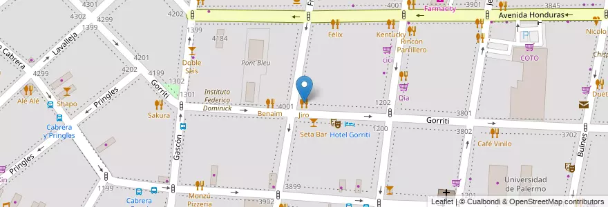 Mapa de ubicacion de Jiro, Palermo en 阿根廷, Ciudad Autónoma De Buenos Aires, 布宜诺斯艾利斯.