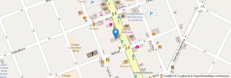 Mapa de ubicacion de JJ Deportes en アルゼンチン, ブエノスアイレス州, Partido De Merlo, Merlo.