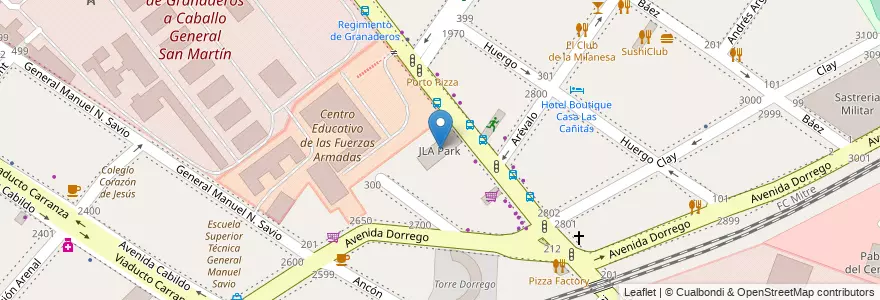 Mapa de ubicacion de JLA Park, Palermo en Argentine, Ciudad Autónoma De Buenos Aires, Buenos Aires, Comuna 14.