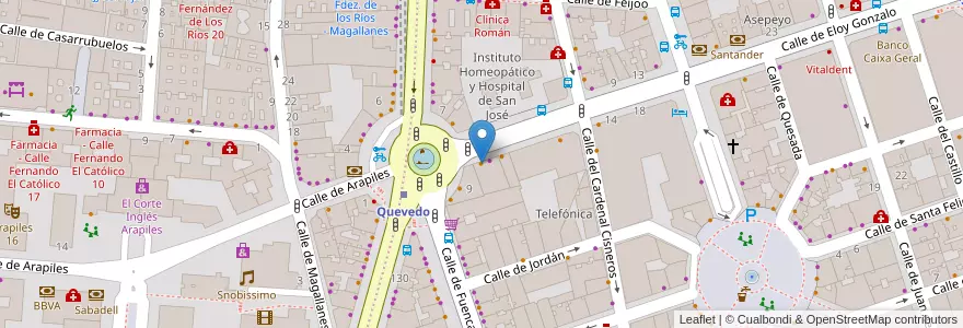 Mapa de ubicacion de Jleo’s en Spagna, Comunidad De Madrid, Comunidad De Madrid, Área Metropolitana De Madrid Y Corredor Del Henares, Madrid.