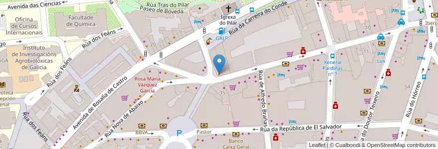 Mapa de ubicacion de Jocar en Espanha, Galiza, A Corunha, Santiago, Santiago De Compostela.