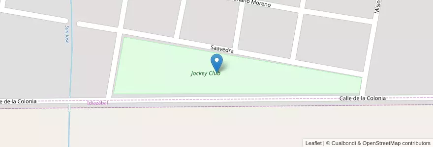 Mapa de ubicacion de Jockey Club en Arjantin, Córdoba, Departamento Unión, Pedanía Ballesteros, Municipio De Idiazábal, Idiazábal.