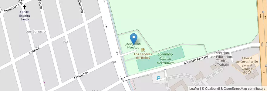 Mapa de ubicacion de Jockey Club Mendoza en Argentina, Chile, Mendoza, Godoy Cruz, Departamento Godoy Cruz, Distrito Ciudad De Godoy Cruz.