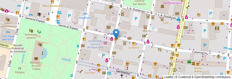 Mapa de ubicacion de Jockey Club en الأرجنتين, تشيلي, Mendoza, Departamento Capital, Ciudad De Mendoza.
