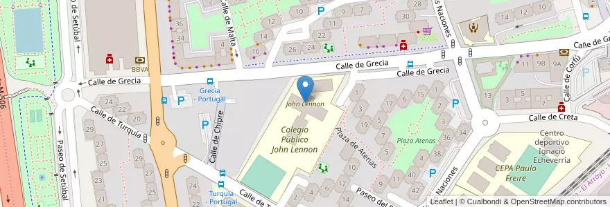 Mapa de ubicacion de John Lennon en Espagne, Communauté De Madrid, Communauté De Madrid, Área Metropolitana De Madrid Y Corredor Del Henares, Fuenlabrada.