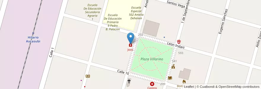 Mapa de ubicacion de Joos en Arjantin, Buenos Aires, Partido De Villarino.