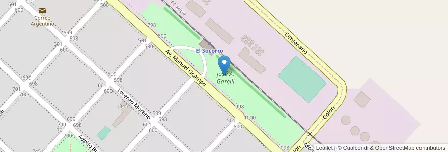 Mapa de ubicacion de José A. Garelli en Argentina, Provincia Di Buenos Aires, Partido De Pergamino, El Socorro.