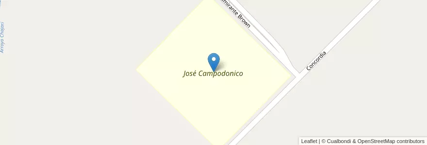 Mapa de ubicacion de José Campodonico en アルゼンチン, エントレ・リオス州, Departamento Federación, Distrito Mandisoví, Chajarí.