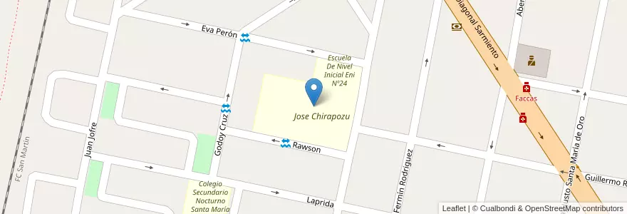Mapa de ubicacion de Jose Chirapozu en الأرجنتين, سان خوان, تشيلي, Caucete.