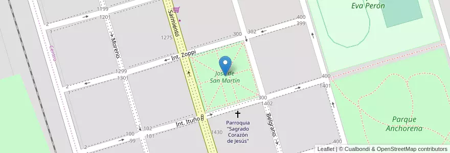 Mapa de ubicacion de José de San Martín en Arjantin, Buenos Aires, Partido De General Madariaga.