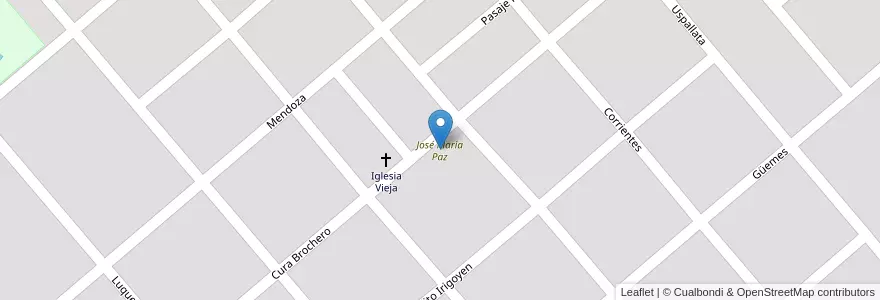 Mapa de ubicacion de José María Paz en Arjantin, Córdoba, Departamento San Justo, Pedanía Sacanta, Municipio De Las Varillas, Las Varillas.