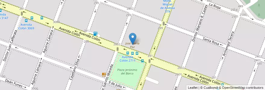 Mapa de ubicacion de José María Paz en Аргентина, Кордова, Departamento Capital, Pedanía Capital, Córdoba, Municipio De Córdoba.