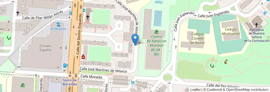 Mapa de ubicacion de JOSE MARTINEZ DE VELASCO, CALLE, DE,18 en إسبانيا, منطقة مدريد, منطقة مدريد, Área Metropolitana De Madrid Y Corredor Del Henares, مدريد.