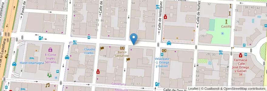 Mapa de ubicacion de JOSE ORTEGA Y GASSET, CALLE, DE,16 en スペイン, マドリード州, Comunidad De Madrid, Área Metropolitana De Madrid Y Corredor Del Henares, Madrid.